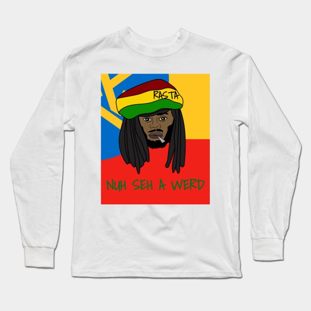 Jamaican slogan, Kingston, Rasta, Funny, Jamaica flag Long Sleeve T-Shirt by alzo